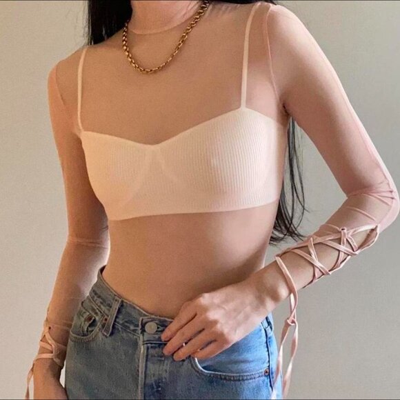 House of CB pink ballerina mesh bodysuit - Picture 1 of 2